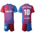 Camisola FC Barcelona Ronaldinho 10 Criança Equipamento Primeiro 2021-2022 Manga Curta